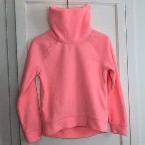 Warm pink turtleneck pullover fleece
